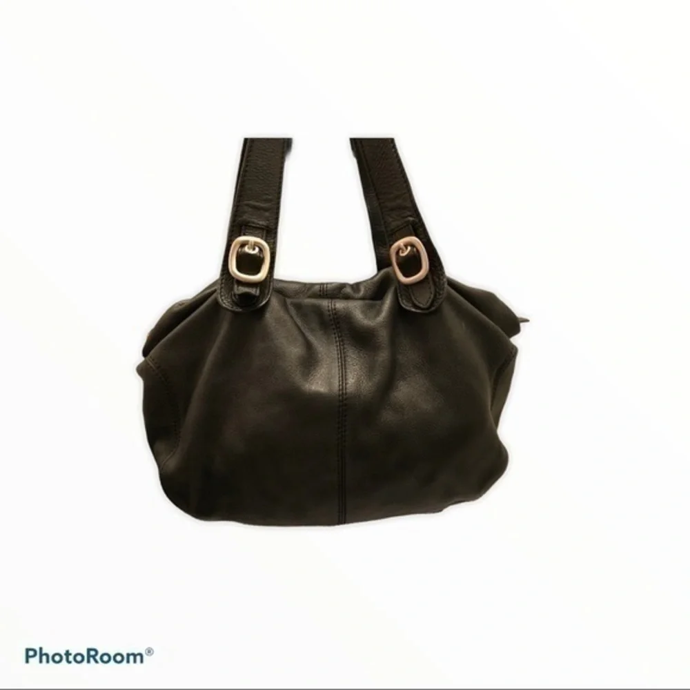 Michael kors black leather slouchy tote bag